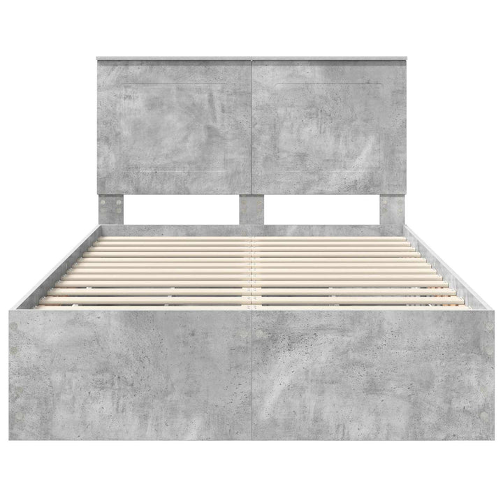 Sengestel med skuffe Beton Grå 135 x 190 cm Ingeniørtræ