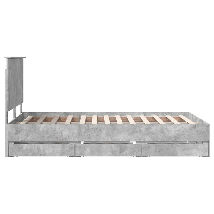 Sengestel med skuffe Beton Grå 135 x 190 cm Ingeniørtræ