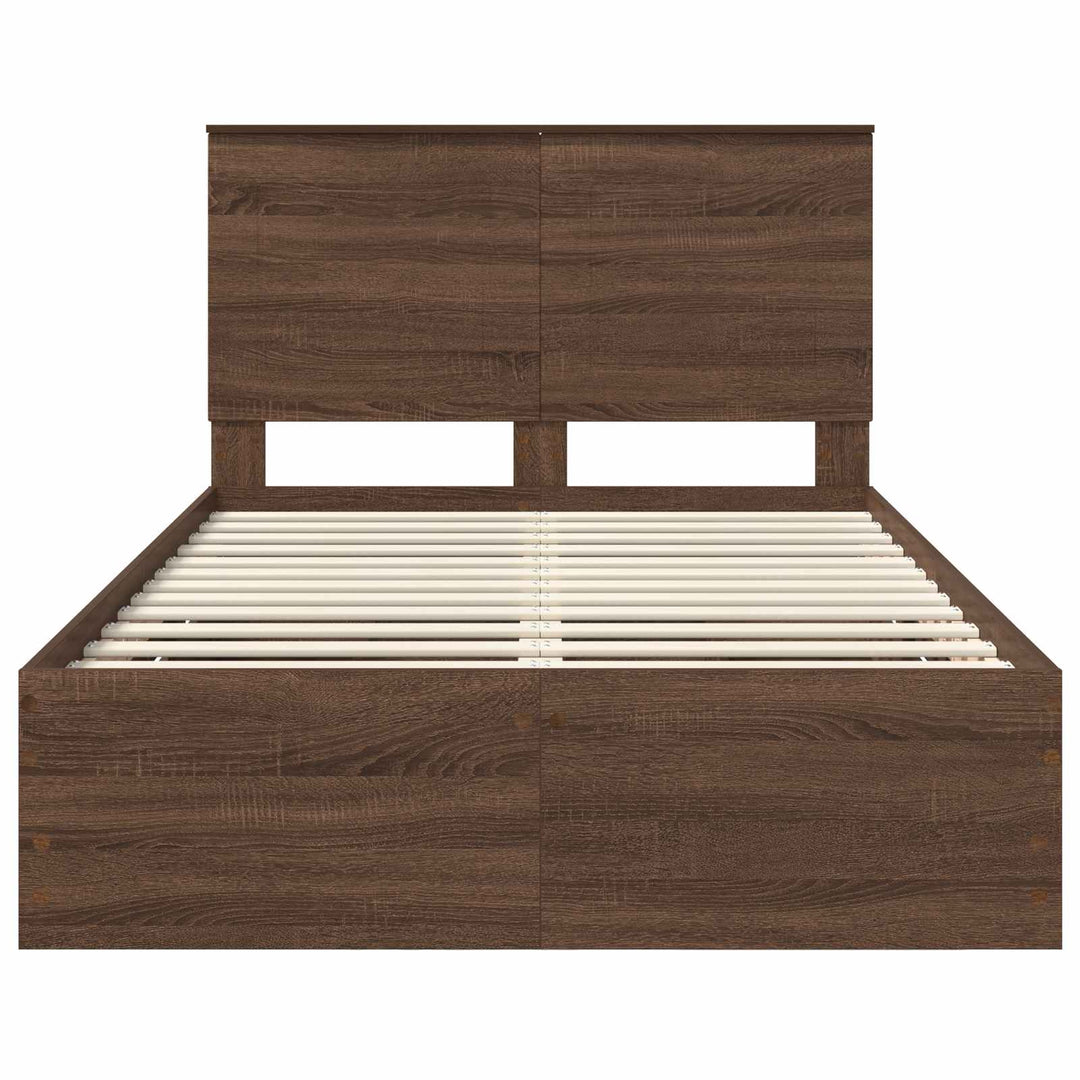 Sengestel med skuffe Brun eg 135 x 190 cm Ingeniørtræ