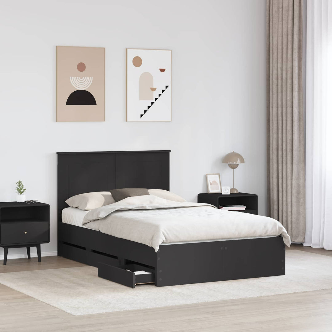Sengestel med skuffe Sort 120 x 190 cm Ingeniørtræ