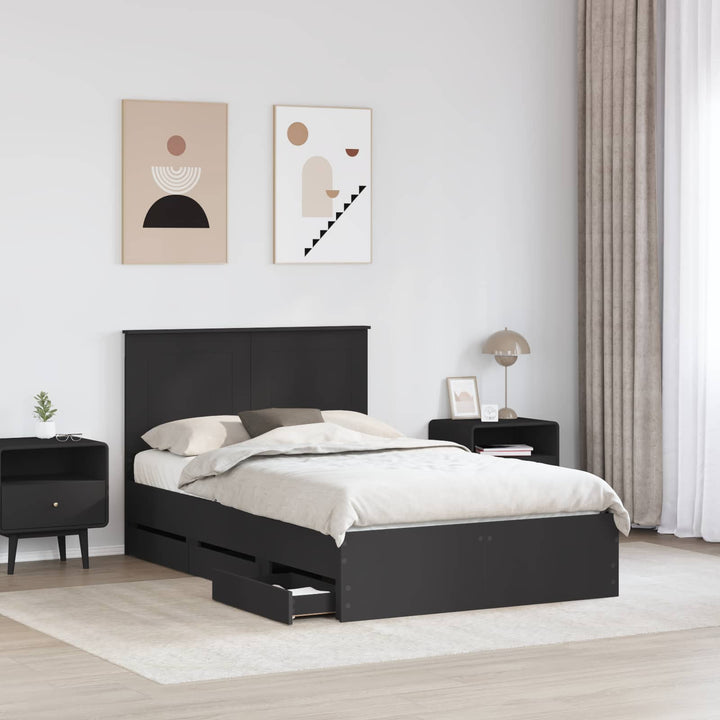 Sengestel med skuffe Sort 120 x 190 cm Ingeniørtræ