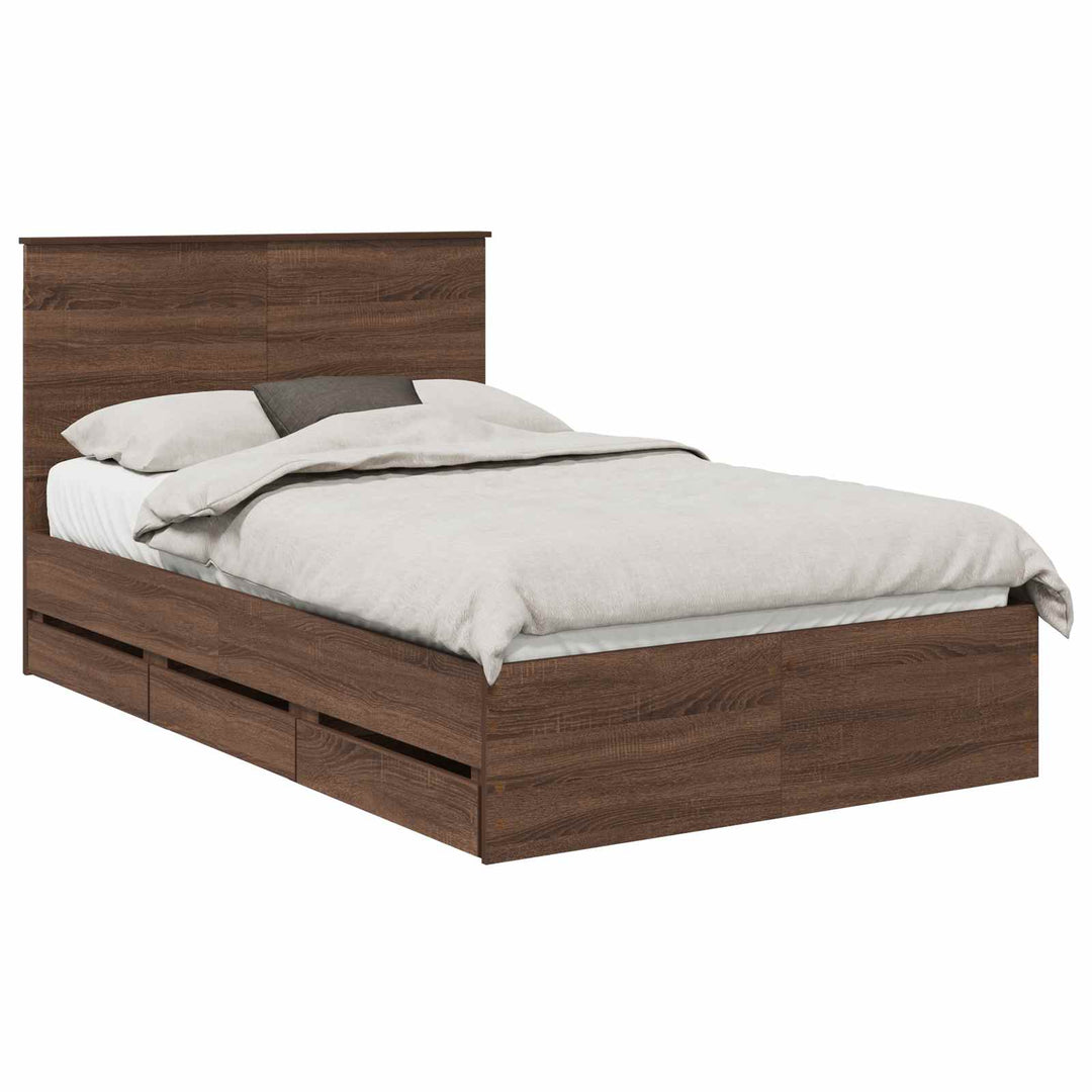 Sengestel med skuffe Brun eg 120 x 190 cm Ingeniørtræ