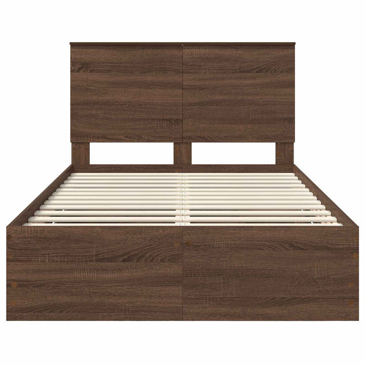 Sengestel med skuffe Brun eg 120 x 190 cm Ingeniørtræ