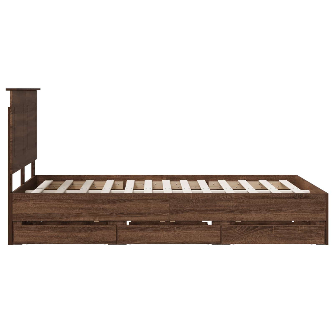 Sengestel med skuffe Brun eg 120 x 190 cm Ingeniørtræ