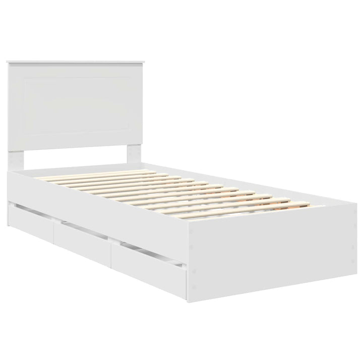 Sengestel med skuffe Hvid 100 x 200 cm Ingeniørtræ