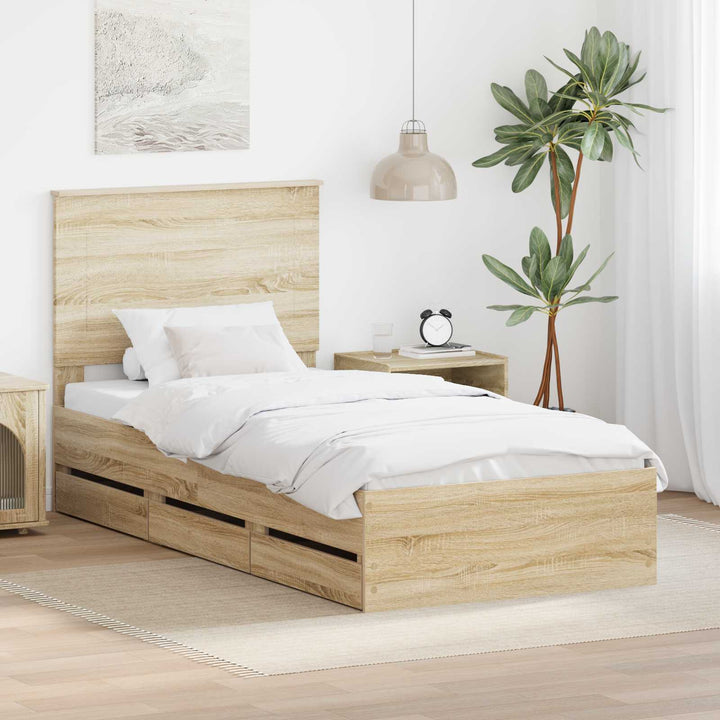 Sengestel med skuffe Sonoma eg 100 x 200 cm Ingeniørtræ
