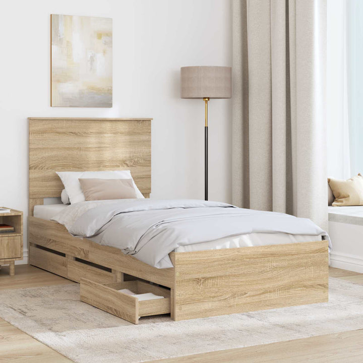 Sengestel med skuffe Sonoma eg 100 x 200 cm Ingeniørtræ