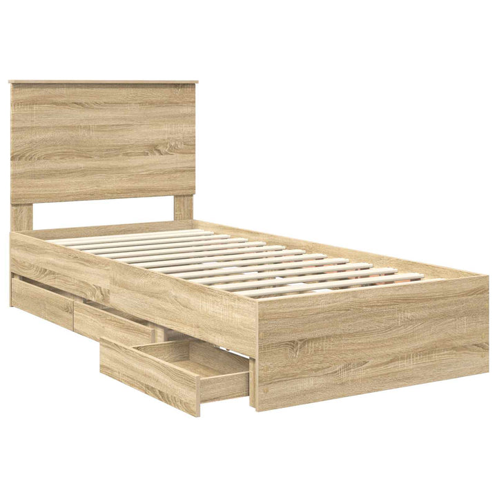Sengestel med skuffe Sonoma eg 100 x 200 cm Ingeniørtræ