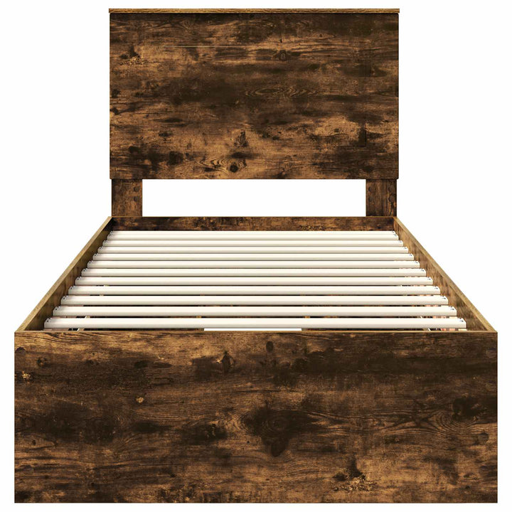 Sengestel med skuffe Røget eg 100 x 200 cm Ingeniørtræ