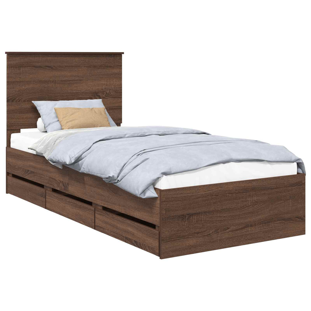 Sengestel med skuffe Brun eg 100 x 200 cm Ingeniørtræ