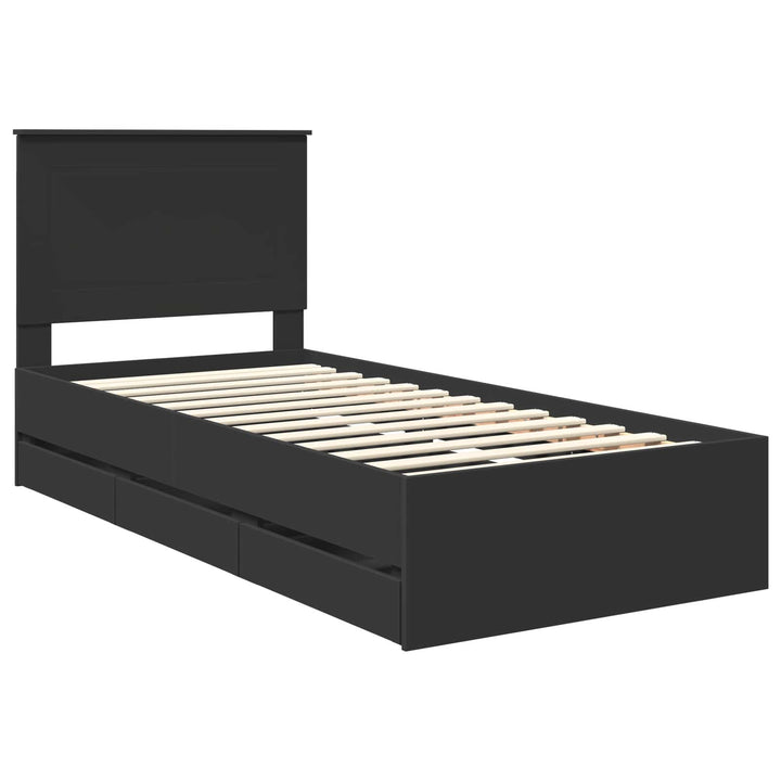Sengestel med skuffe Sort 90 x 190 cm Ingeniørtræ