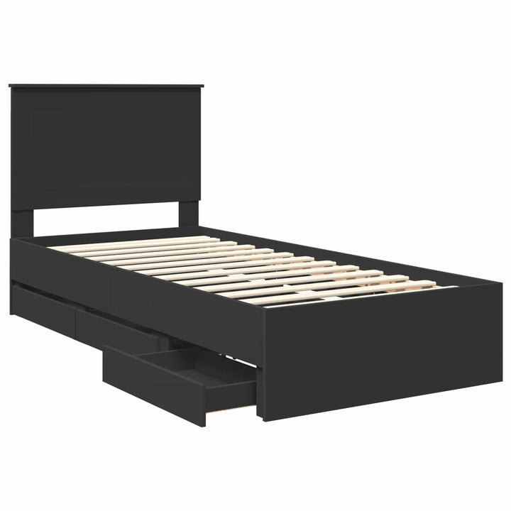 Sengestel med skuffe Sort 90 x 190 cm Ingeniørtræ