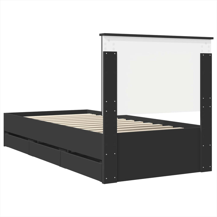Sengestel med skuffe Sort 90 x 190 cm Ingeniørtræ