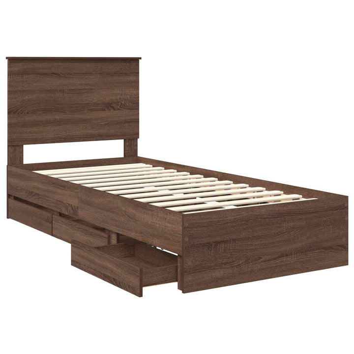 Sengestel med skuffe Brun eg 90 x 190 cm Ingeniørtræ
