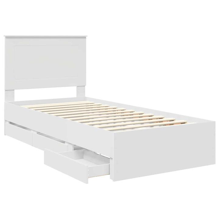 Sengestel med skuffe Hvid 90 x 200 cm Ingeniørtræ