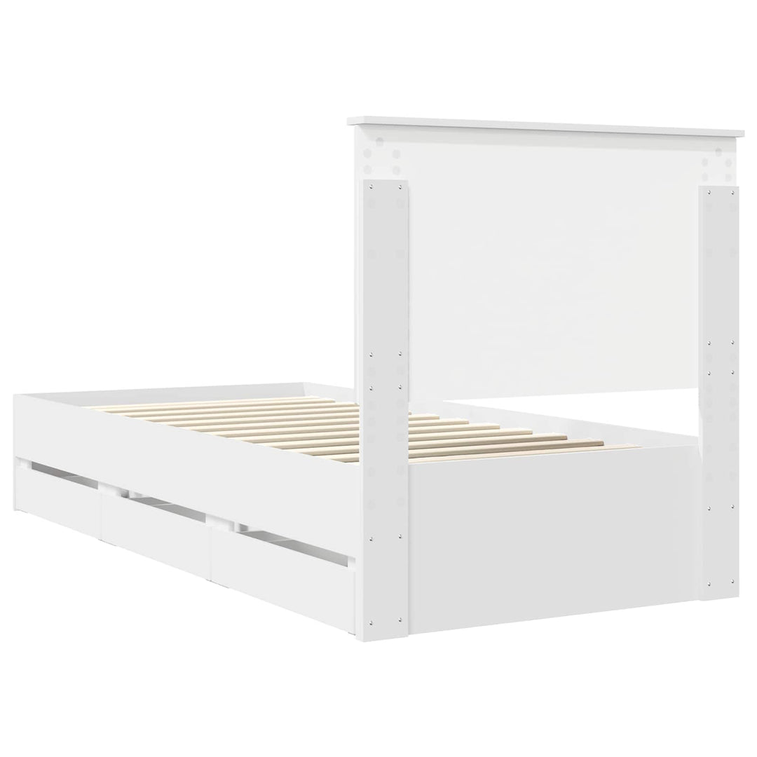 Sengestel med skuffe Hvid 90 x 200 cm Ingeniørtræ
