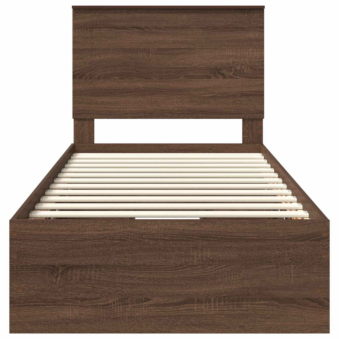 Sengestel med skuffe Brun eg 90 x 200 cm Ingeniørtræ