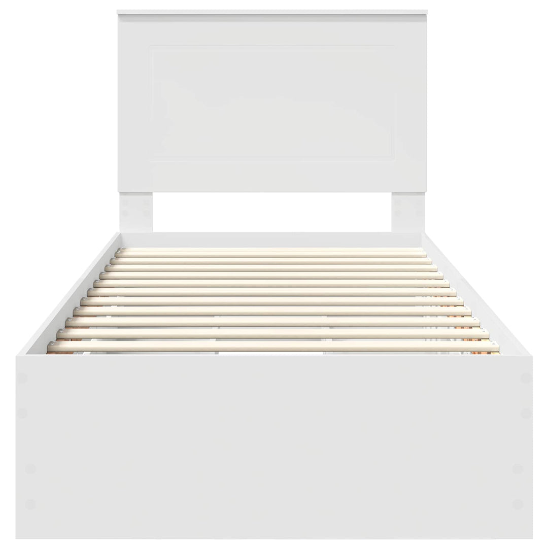 Sengestel med skuffe Hvid 75 x 190 cm Ingeniørtræ