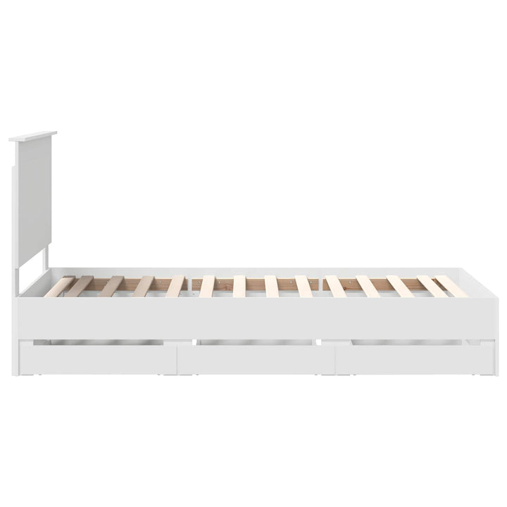Sengestel med skuffe Hvid 75 x 190 cm Ingeniørtræ