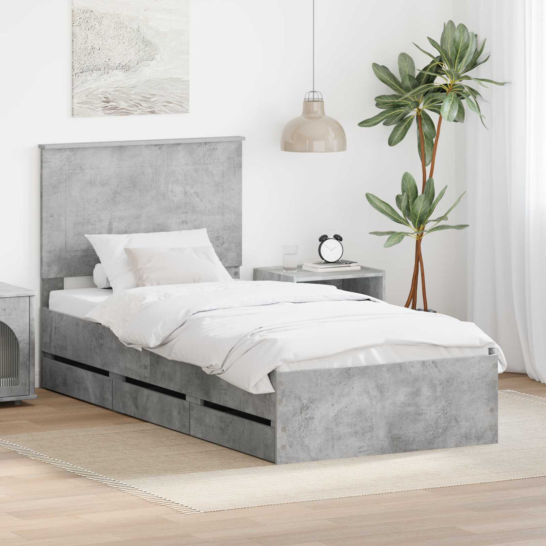 Sengestel med skuffe Beton Grå 75 x 190 cm Ingeniørtræ
