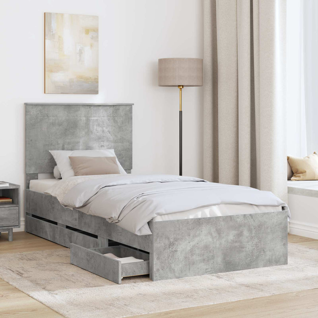 Sengestel med skuffe Beton Grå 75 x 190 cm Ingeniørtræ