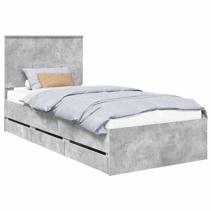 Sengestel med skuffe Beton Grå 75 x 190 cm Ingeniørtræ