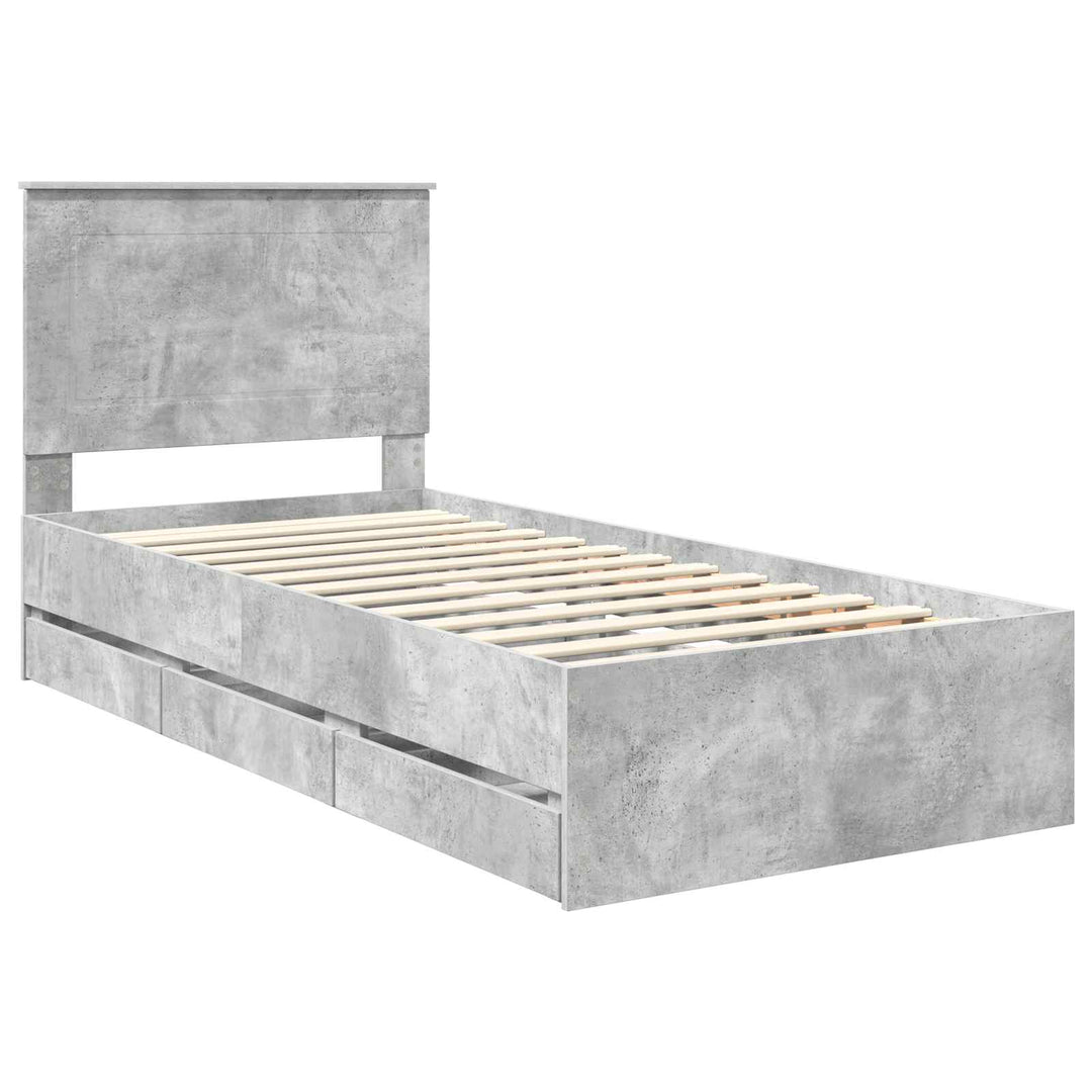 Sengestel med skuffe Beton Grå 75 x 190 cm Ingeniørtræ