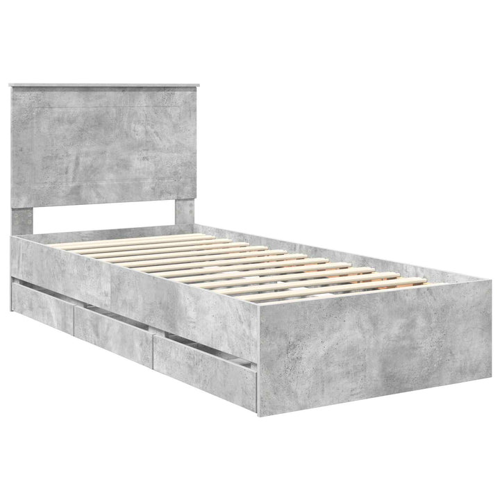 Sengestel med skuffe Beton Grå 75 x 190 cm Ingeniørtræ