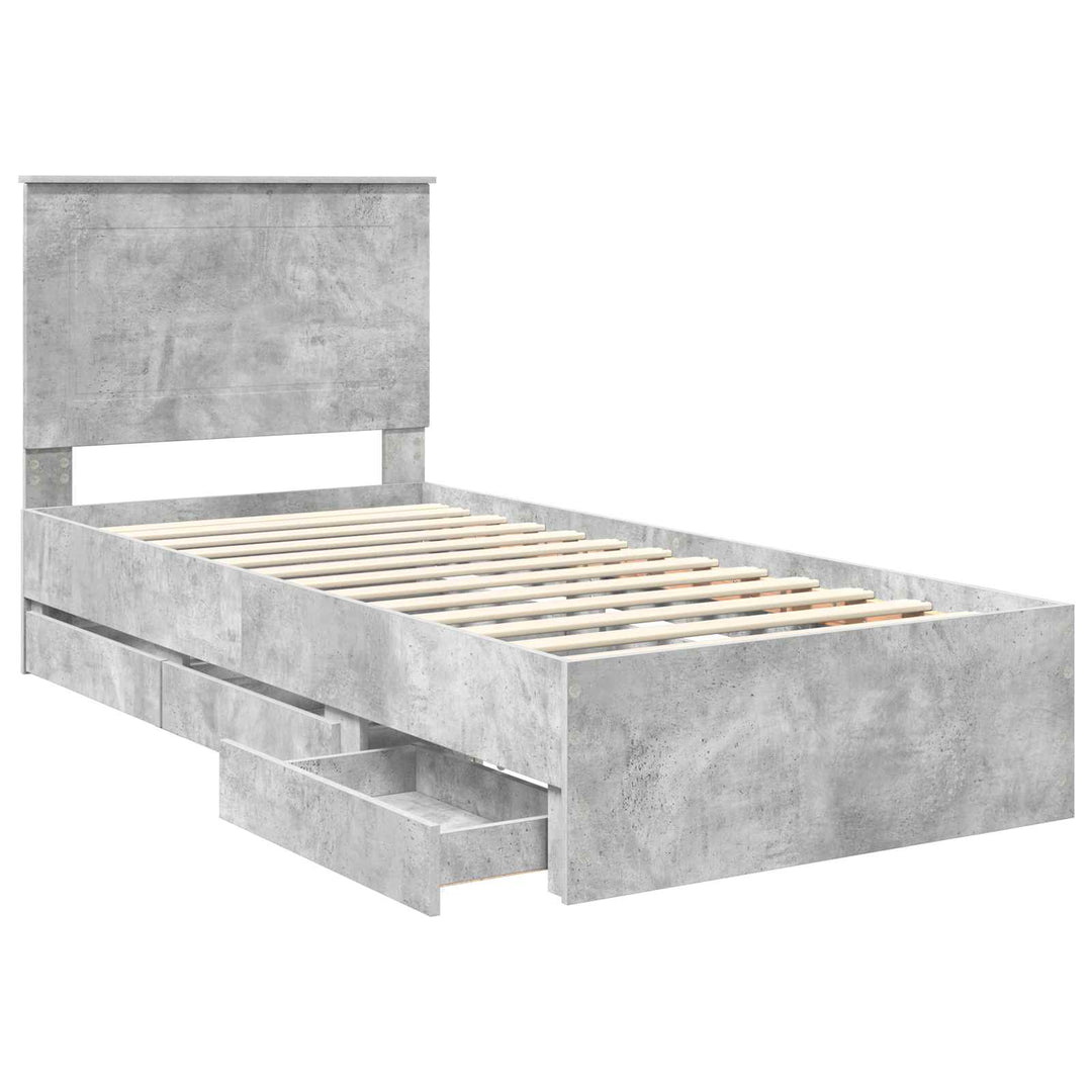 Sengestel med skuffe Beton Grå 75 x 190 cm Ingeniørtræ