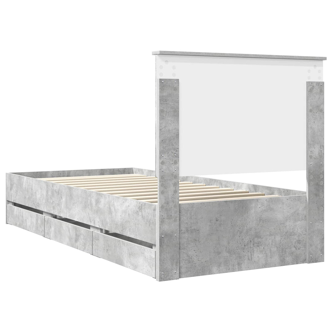 Sengestel med skuffe Beton Grå 75 x 190 cm Ingeniørtræ