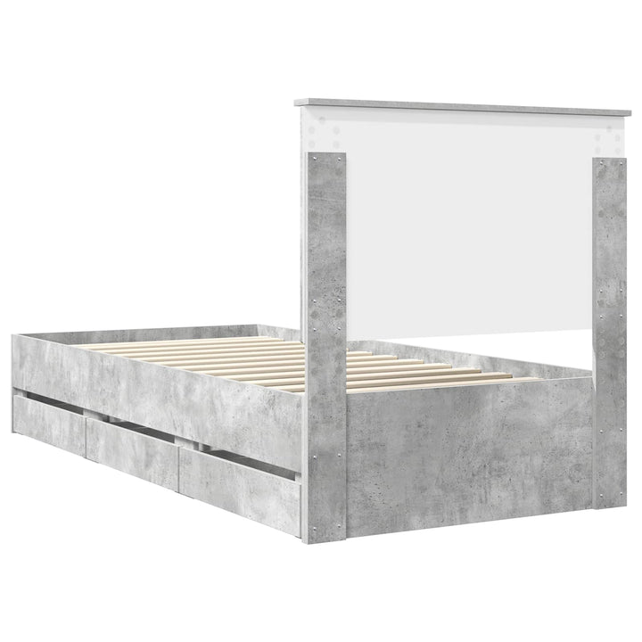Sengestel med skuffe Beton Grå 75 x 190 cm Ingeniørtræ