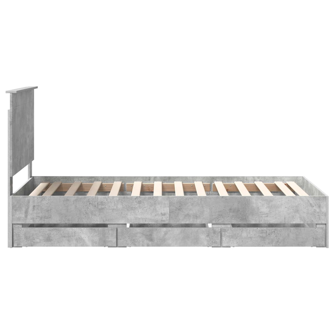 Sengestel med skuffe Beton Grå 75 x 190 cm Ingeniørtræ