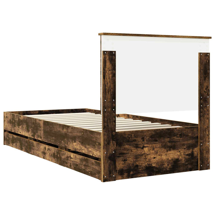 Sengestel med skuffe Røget eg 75 x 190 cm Ingeniørtræ