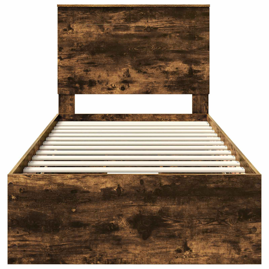 Sengestel med skuffe Røget eg 75 x 190 cm Ingeniørtræ