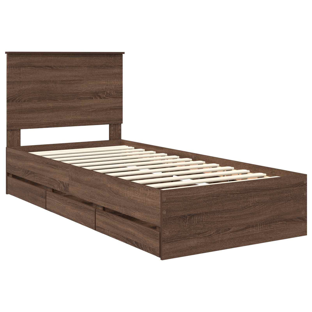 Sengestel med skuffe Brun eg 75 x 190 cm Ingeniørtræ