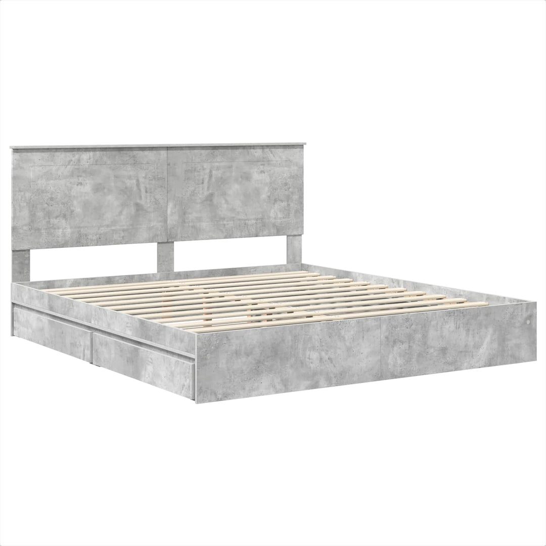 Opbevaringsseng Beton Grå 200 x 200 cm Konstrueret træ
