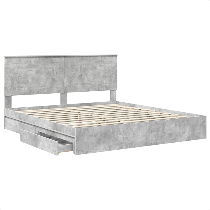 Opbevaringsseng Beton Grå 200 x 200 cm Konstrueret træ
