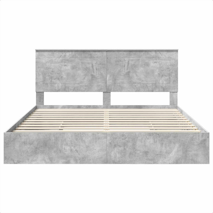 Opbevaringsseng Beton Grå 200 x 200 cm Konstrueret træ