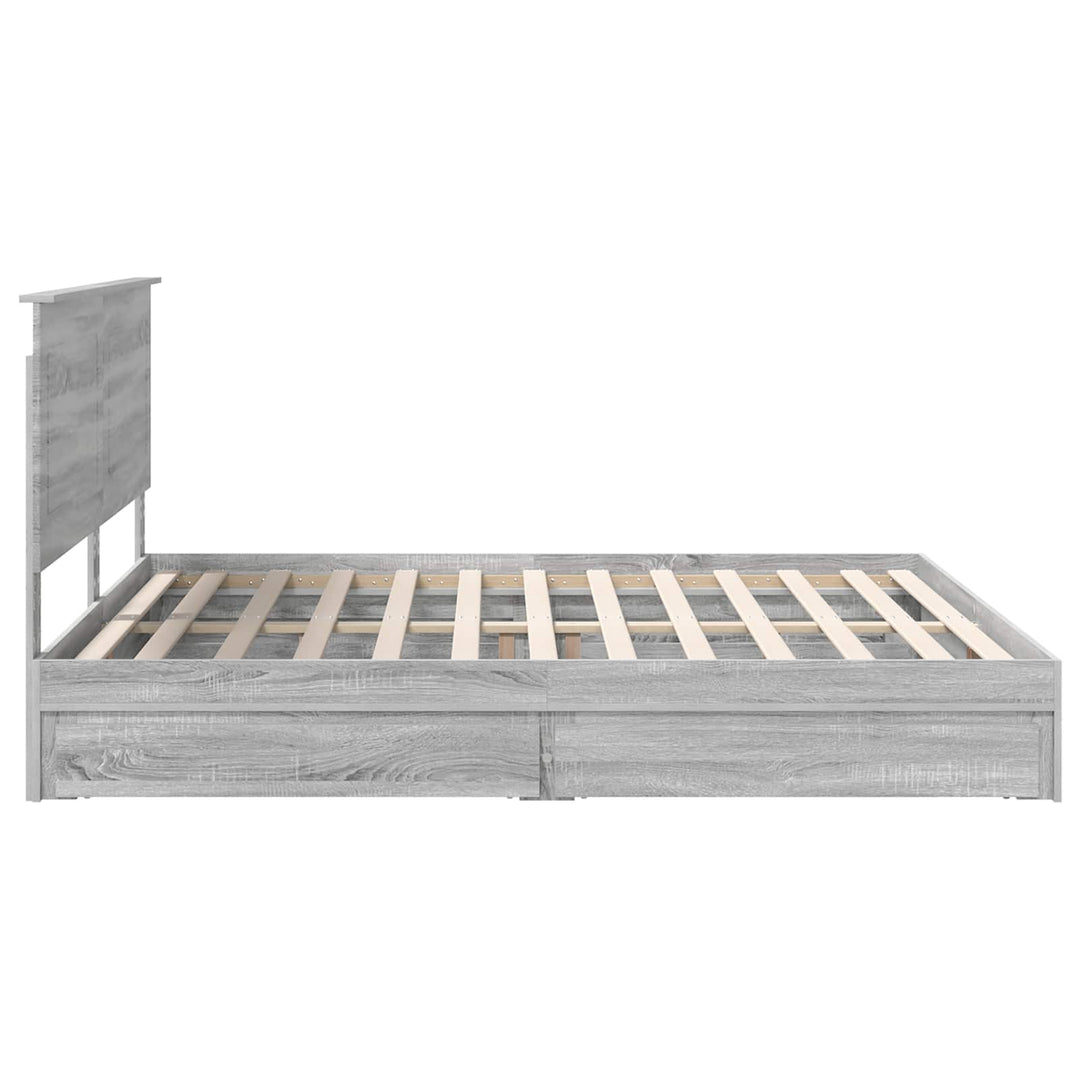 Opbevaringsseng Grå Sonoma 200 x 200 cm Konstrueret træ