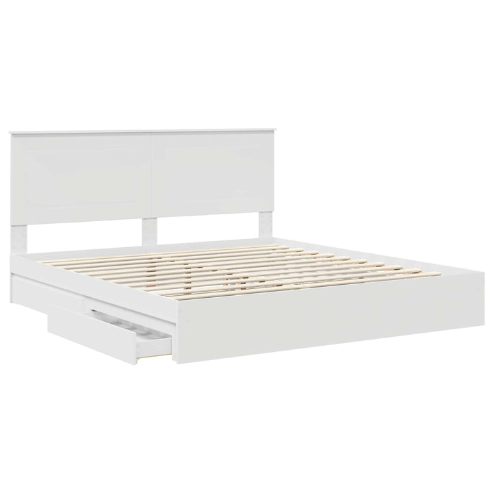 Opbevaringsseng med skuffe Hvid 180 x 200 cm Konstrueret træ