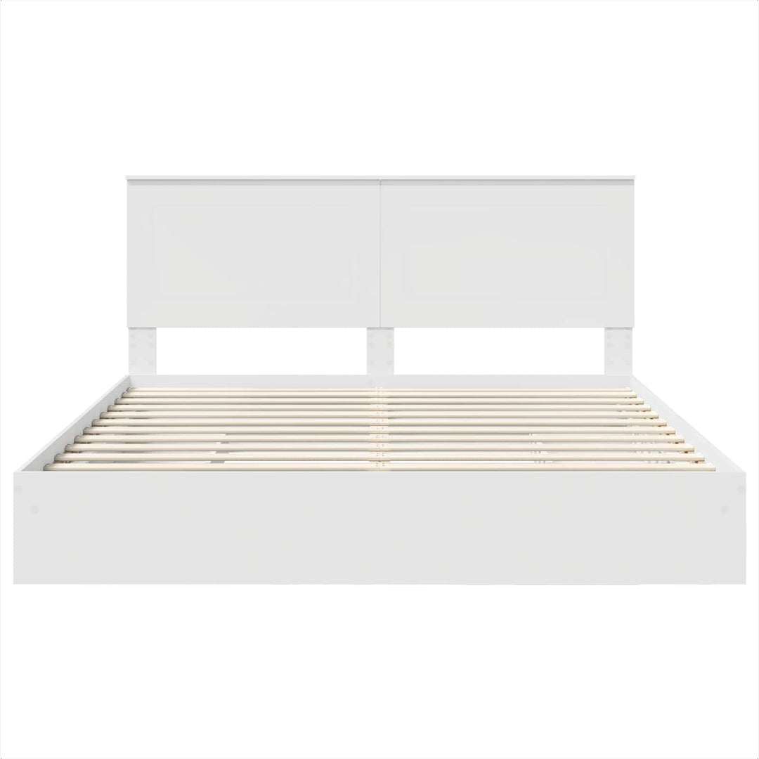 Opbevaringsseng med skuffe Hvid 180 x 200 cm Konstrueret træ