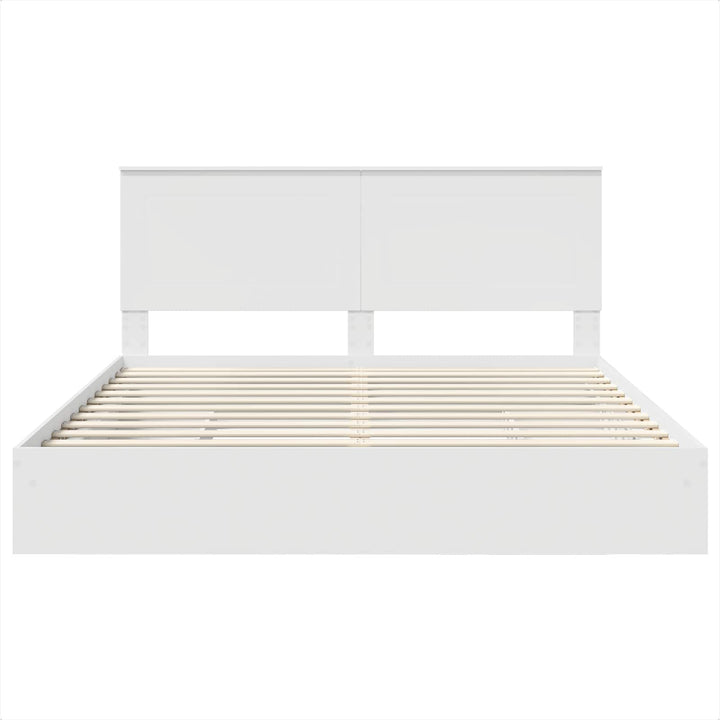 Opbevaringsseng med skuffe Hvid 180 x 200 cm Konstrueret træ