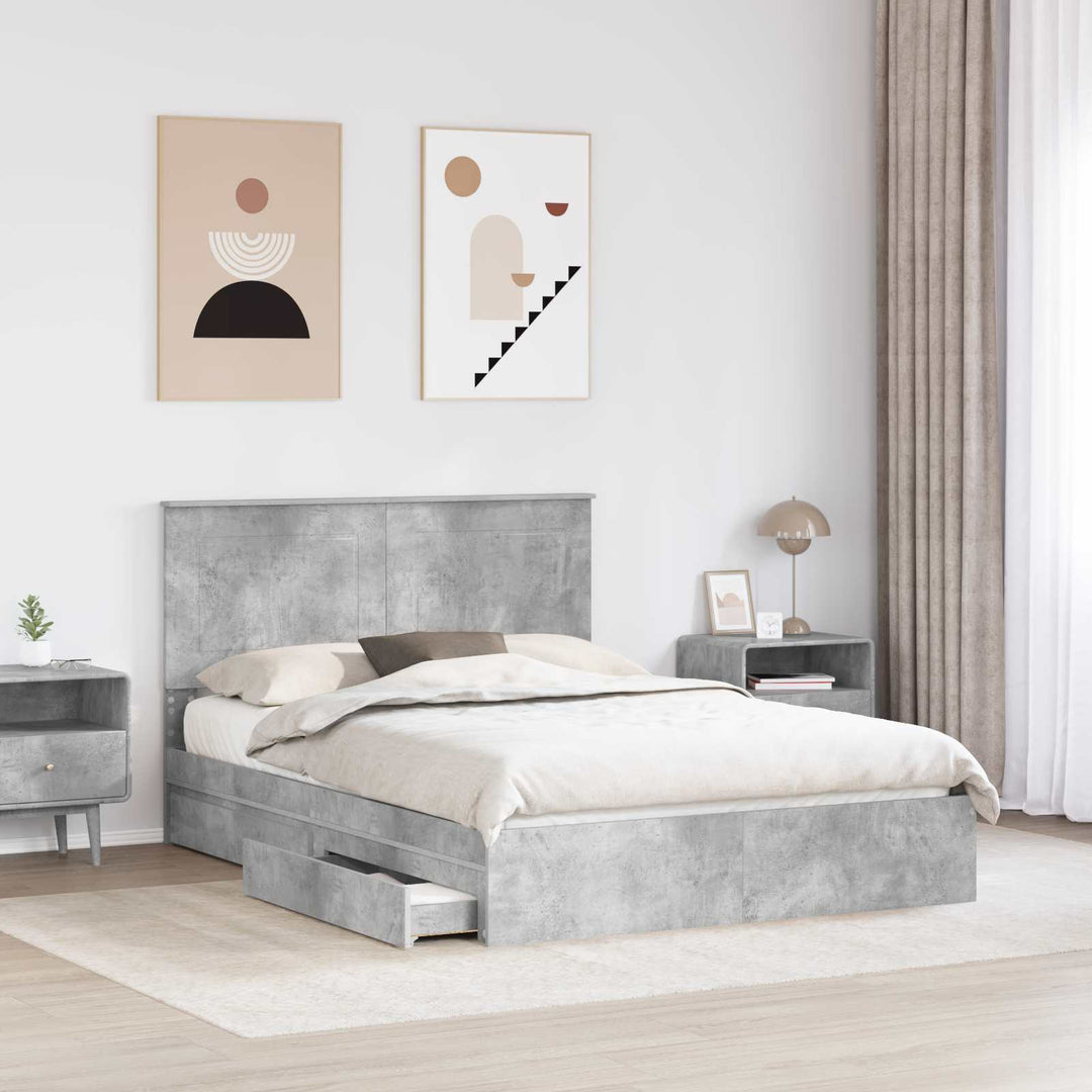 Opbevaringsseng Beton Grå 150 x 200 cm Konstrueret træ