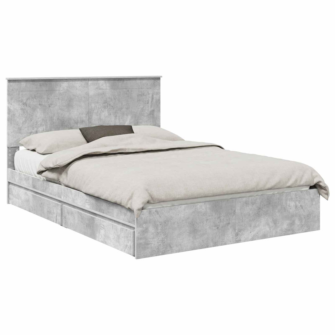 Opbevaringsseng Beton Grå 150 x 200 cm Konstrueret træ