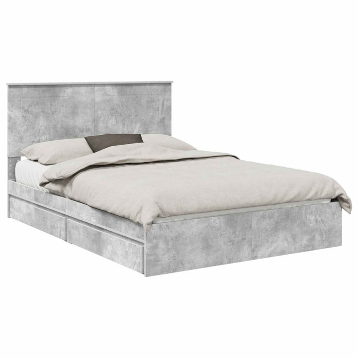 Opbevaringsseng Beton Grå 150 x 200 cm Konstrueret træ