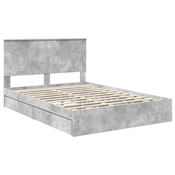 Opbevaringsseng Beton Grå 150 x 200 cm Konstrueret træ