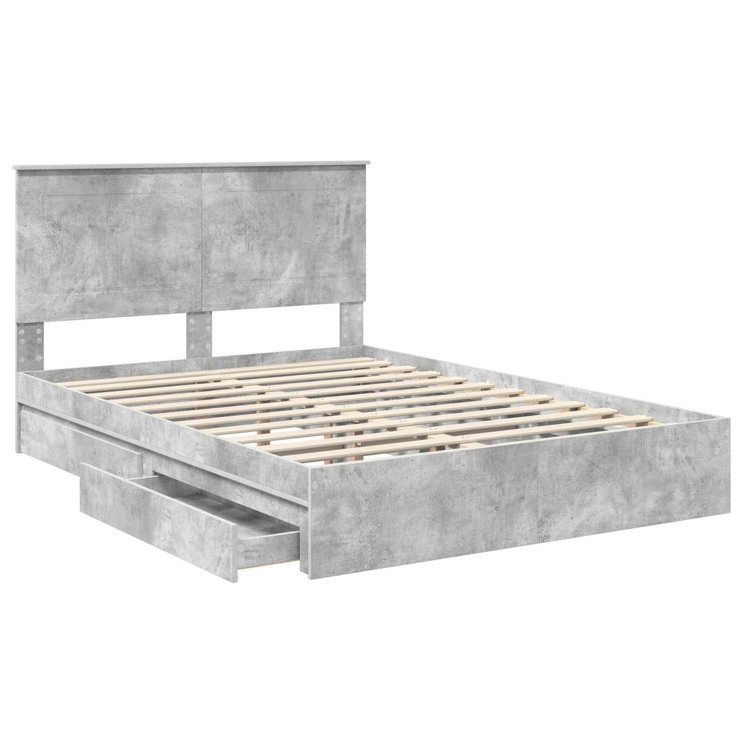 Opbevaringsseng Beton Grå 150 x 200 cm Konstrueret træ
