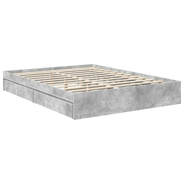 Opbevaringsseng Beton Grå 150 x 200 cm Konstrueret træ