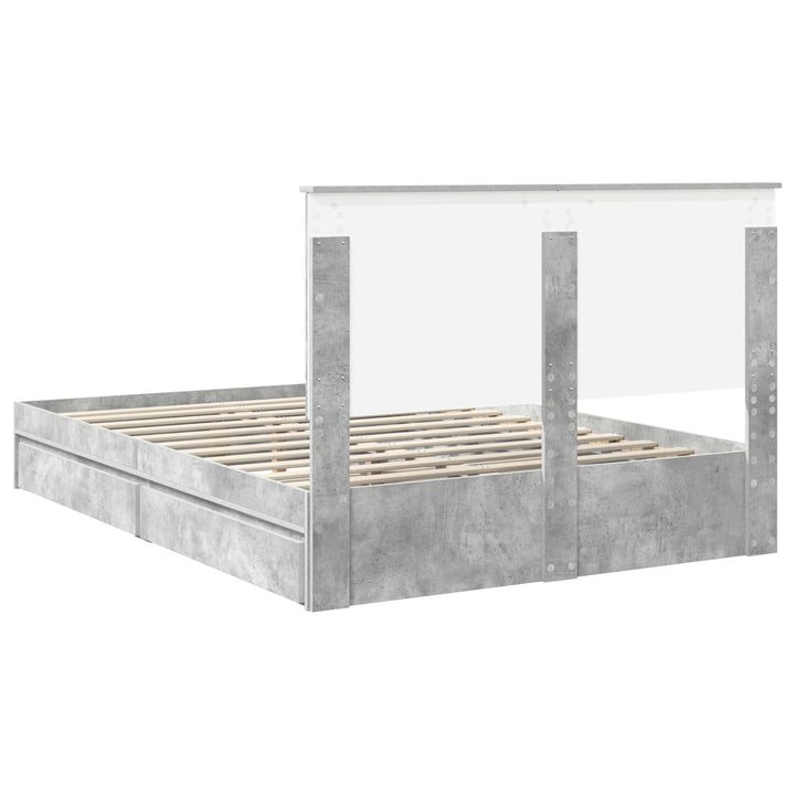 Opbevaringsseng Beton Grå 150 x 200 cm Konstrueret træ