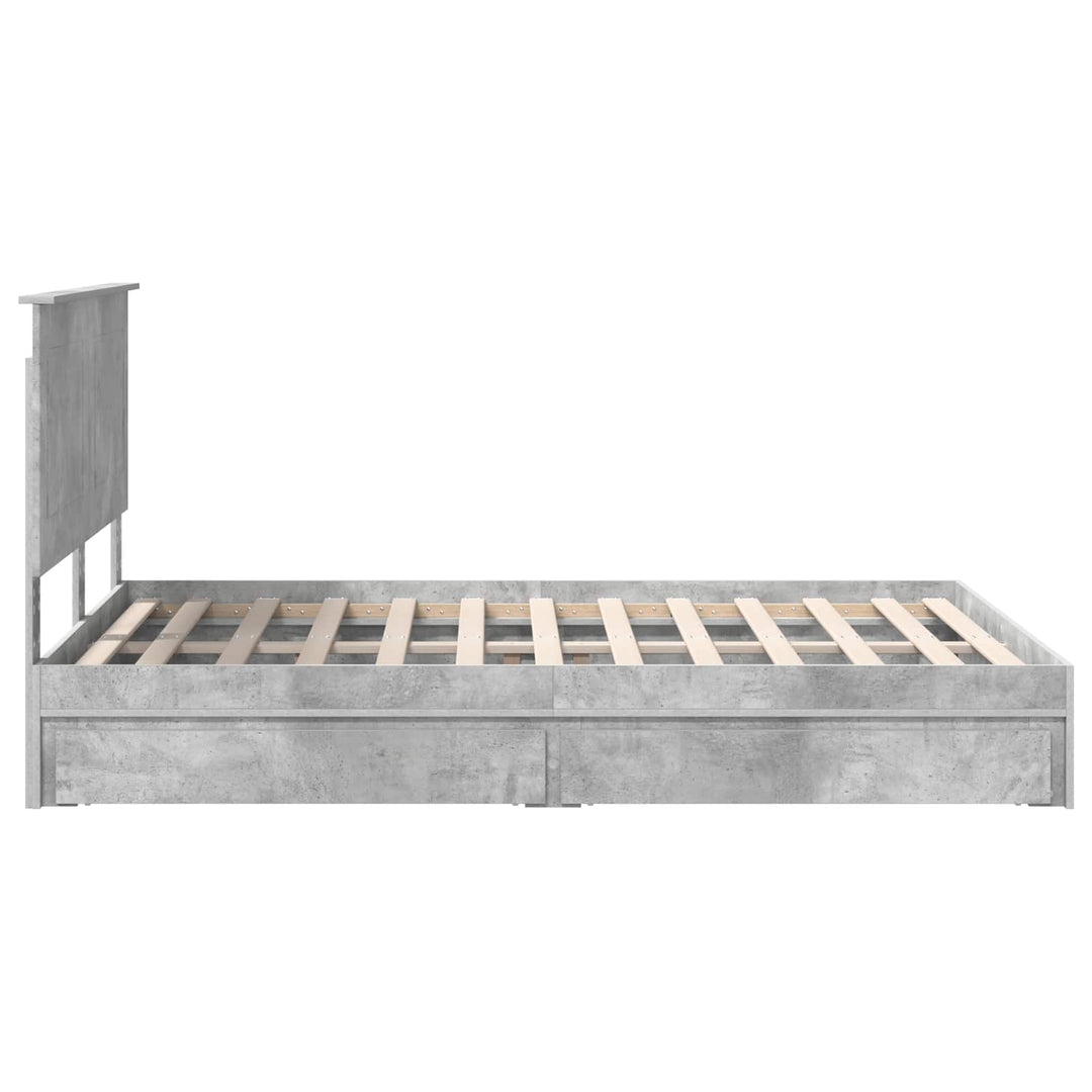 Opbevaringsseng Beton Grå 150 x 200 cm Konstrueret træ